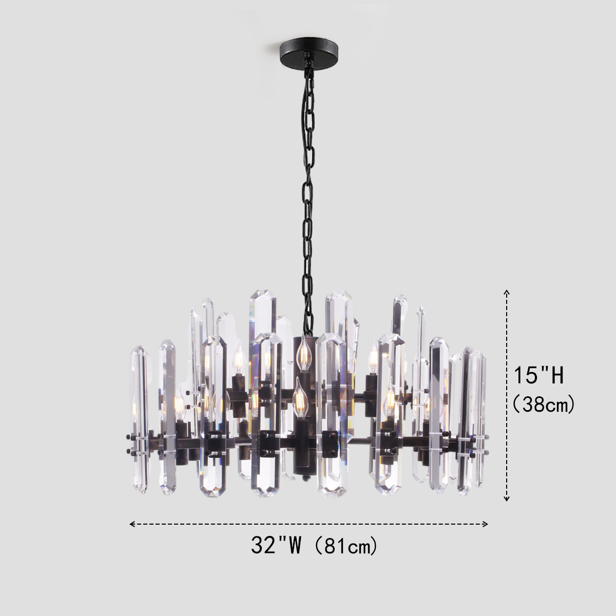 Brous Crystal Round Chandelier