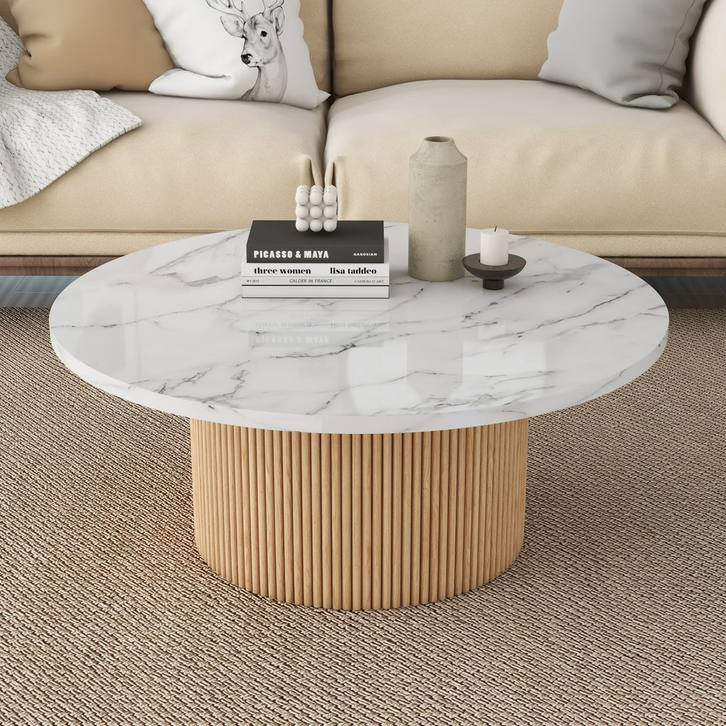 Modern Round Marble Coffee Table 35"