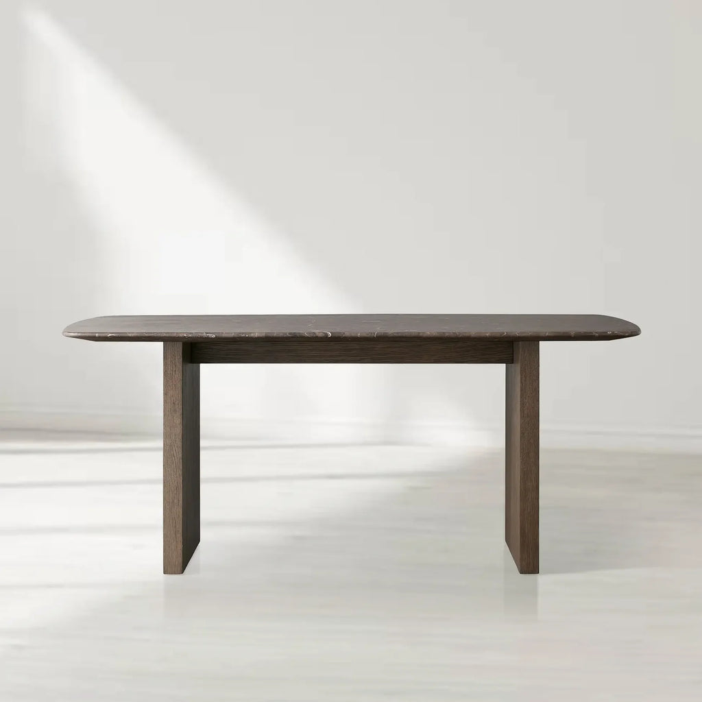 Sailor Germain Rectangular Marble Top Dining Table with Clement Wood Base