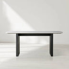 Sailor Germain Rectangular Marble Top Dining Table with Clement Wood Base
