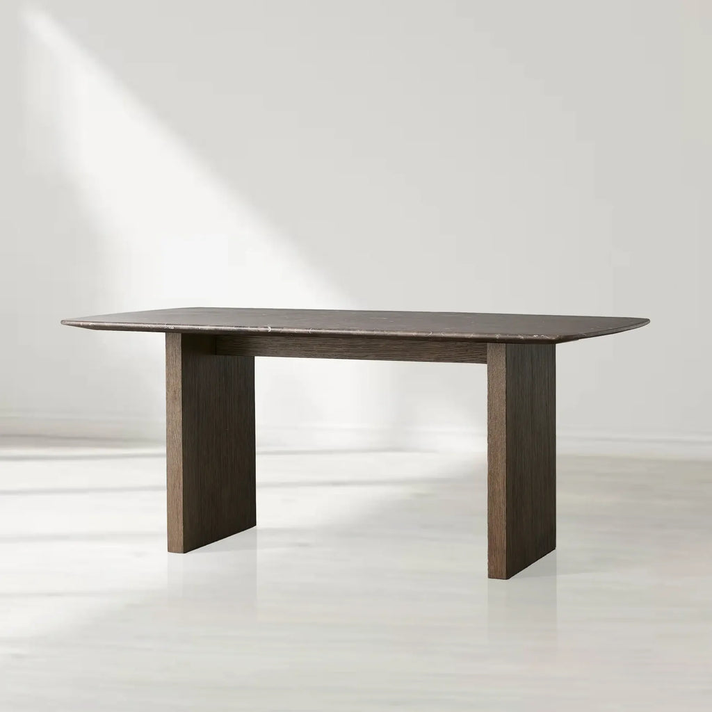 Sailor Germain Rectangular Marble Top Dining Table with Clement Wood Base