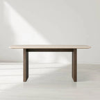 Sailor Germain Rectangular Marble Top Dining Table with Clement Wood Base