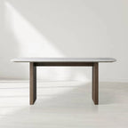 Sailor Germain Rectangular Marble Top Dining Table with Clement Wood Base