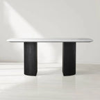 Sailor Germain Rectangular Marble Top Dining Table with Dauphine Base