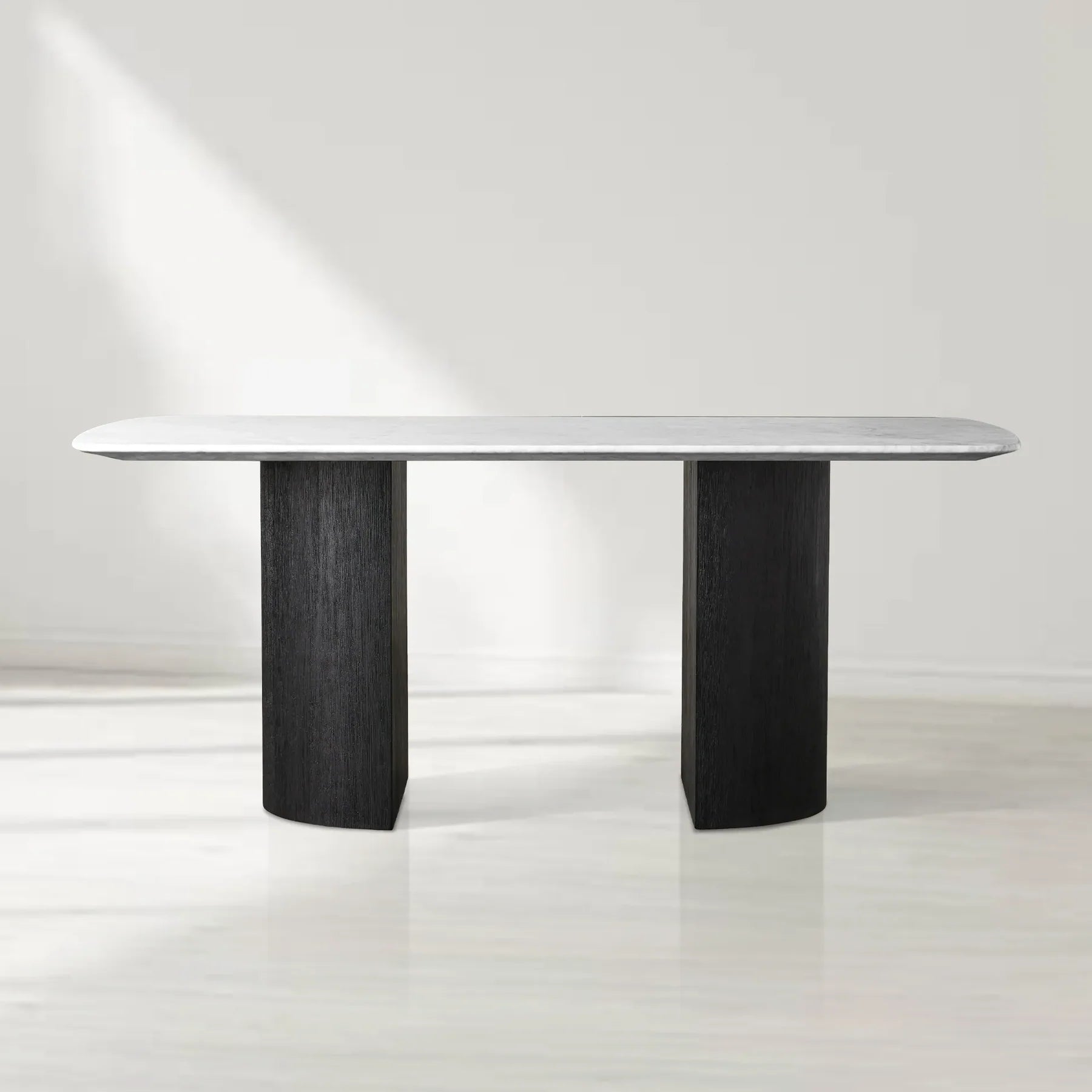 Sailor Germain Rectangular Marble Top Dining Table with Dauphine Base