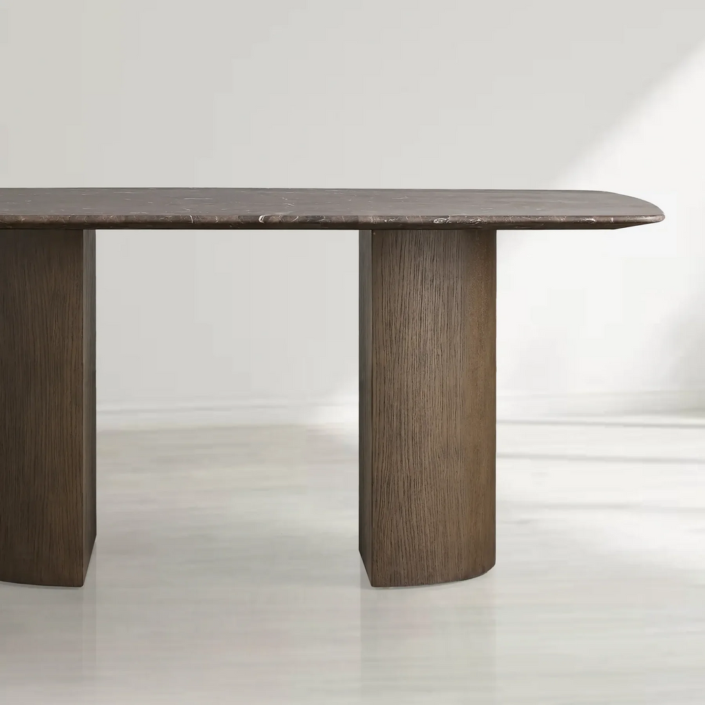 Sailor Germain Rectangular Marble Top Dining Table with Dauphine Base