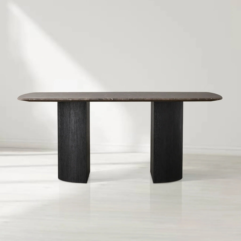 Sailor Germain Rectangular Marble Top Dining Table with Dauphine Base