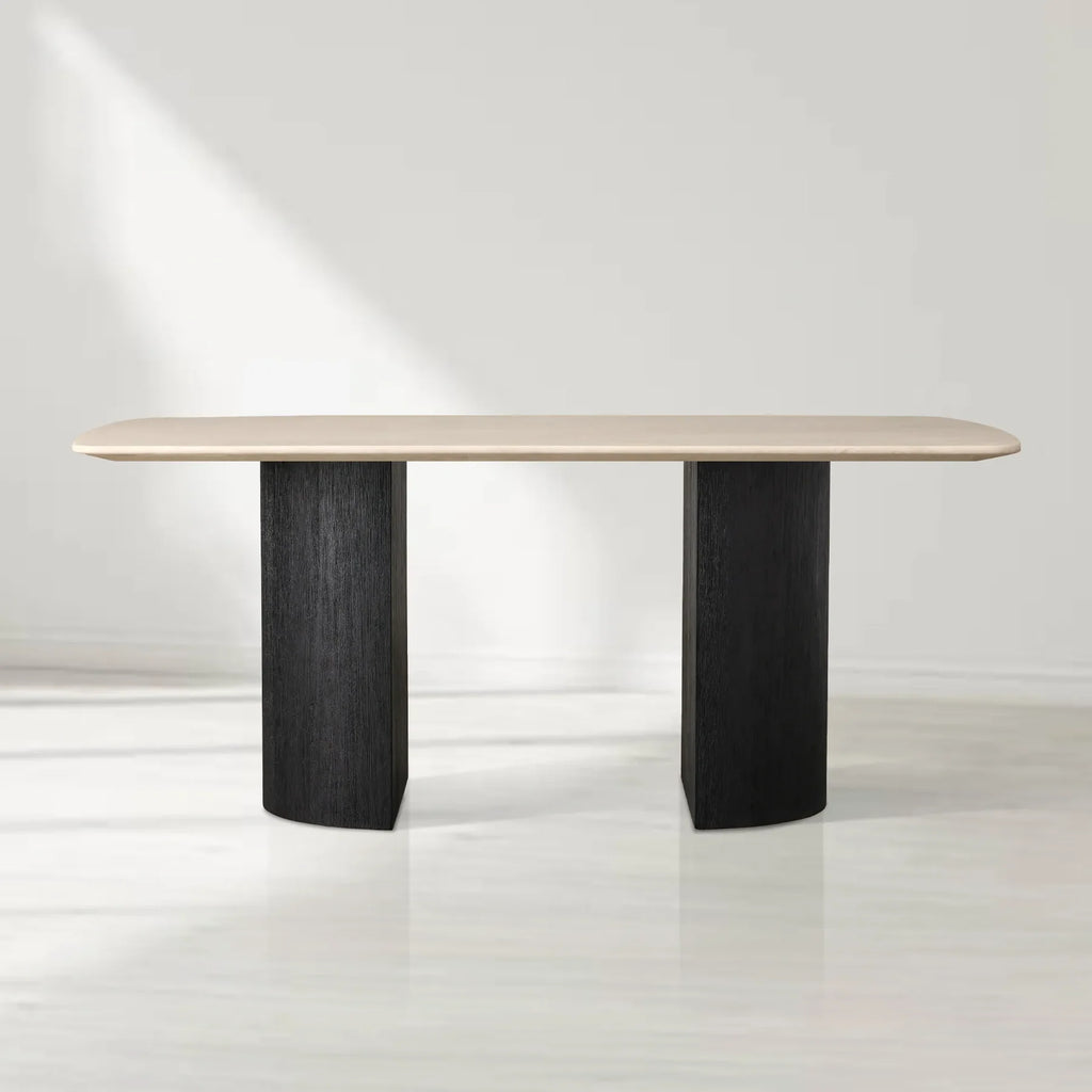 Sailor Germain Rectangular Marble Top Dining Table with Dauphine Base