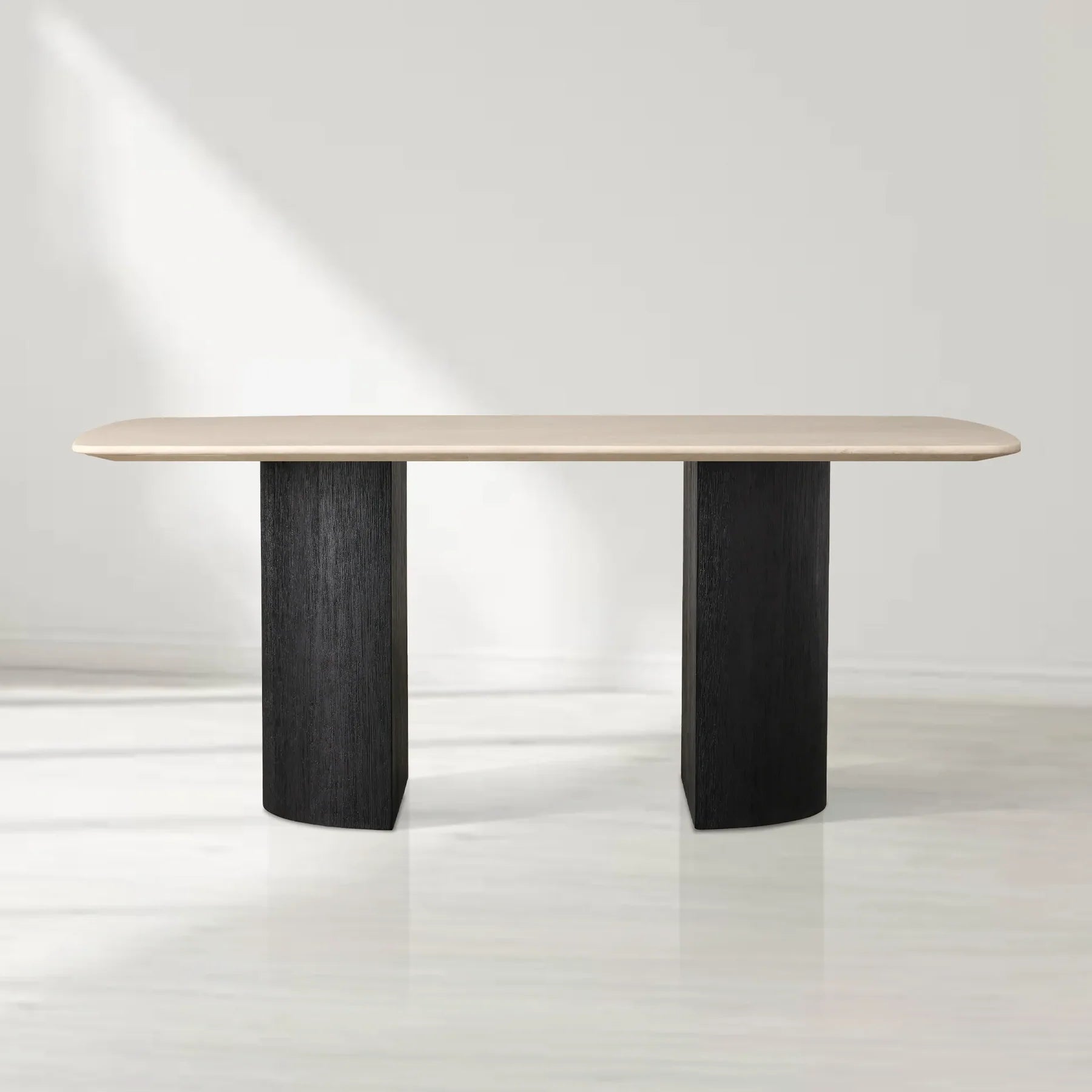 Sailor Germain Rectangular Marble Top Dining Table with Dauphine Base