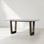 Sailor Germain Rectangular Marble Top Dining Table with Rennes Base