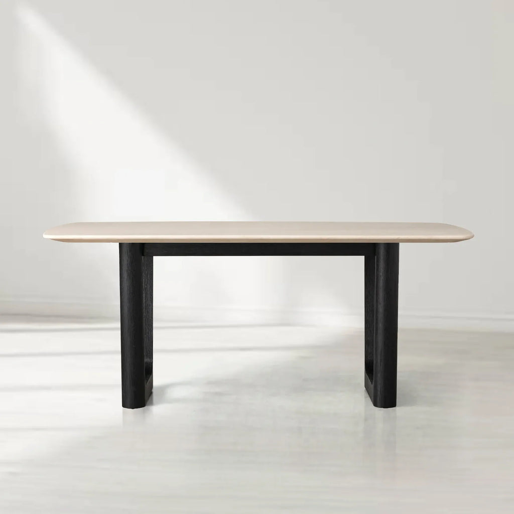 Sailor Germain Rectangular Marble Top Dining Table with Rennes Base