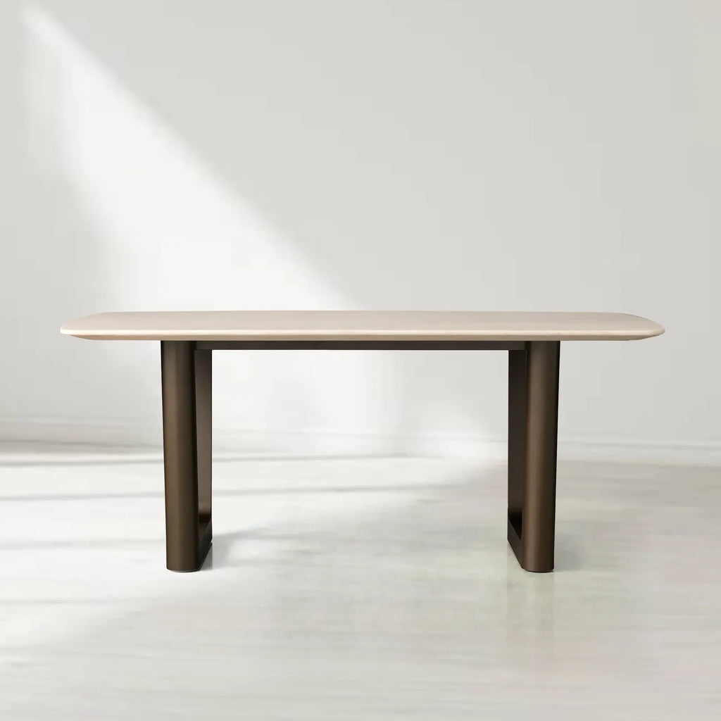 Sailor Germain Rectangular Marble Top Dining Table with Rennes Base