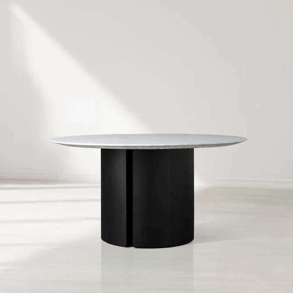 Sailor Germain Round Marble Top Dining Table with Dauphine Base