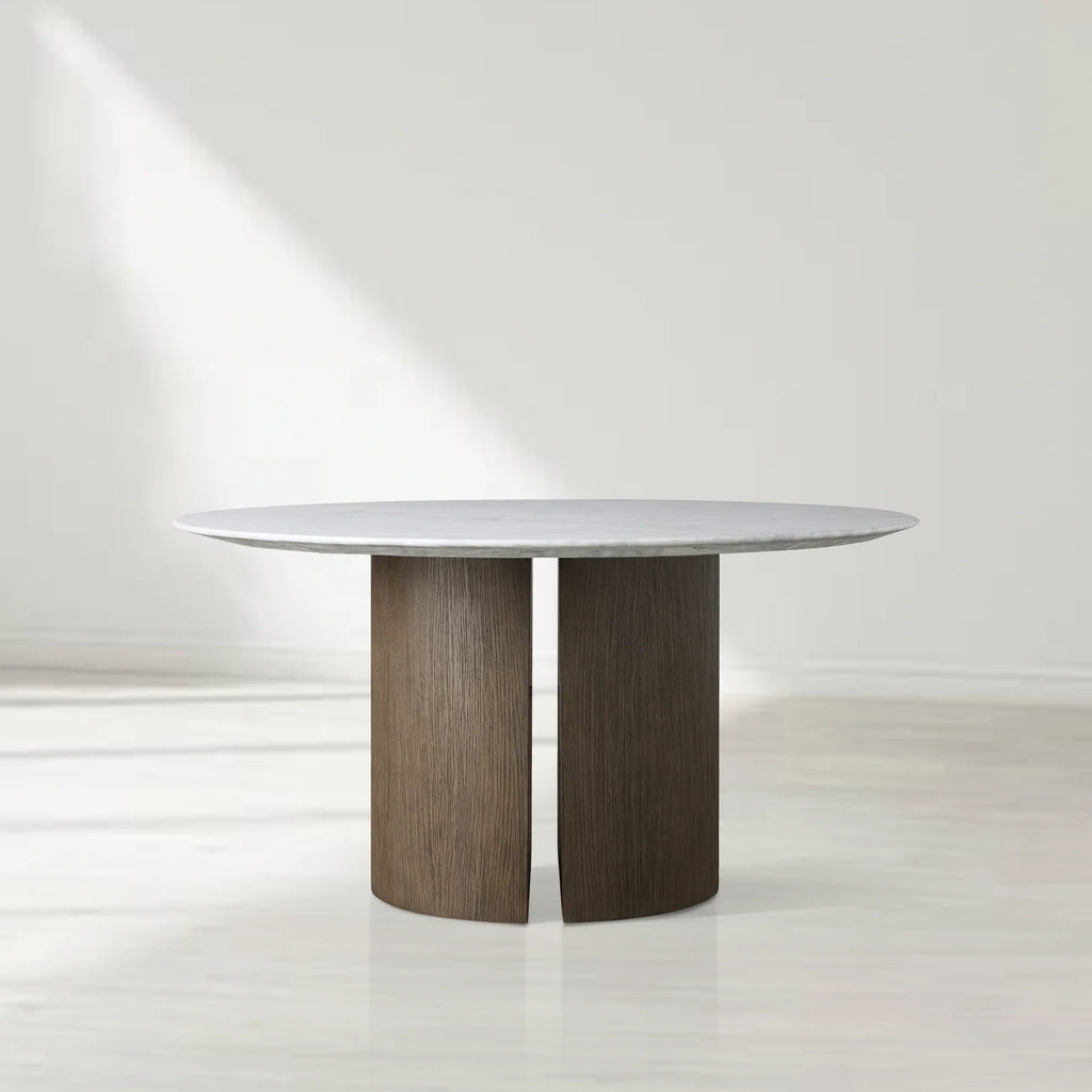 Sailor Germain Round Marble Top Dining Table with Dauphine Base