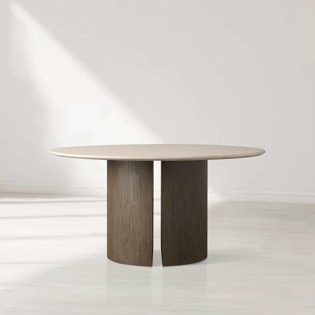 Sailor Germain Round Marble Top Dining Table with Dauphine Base