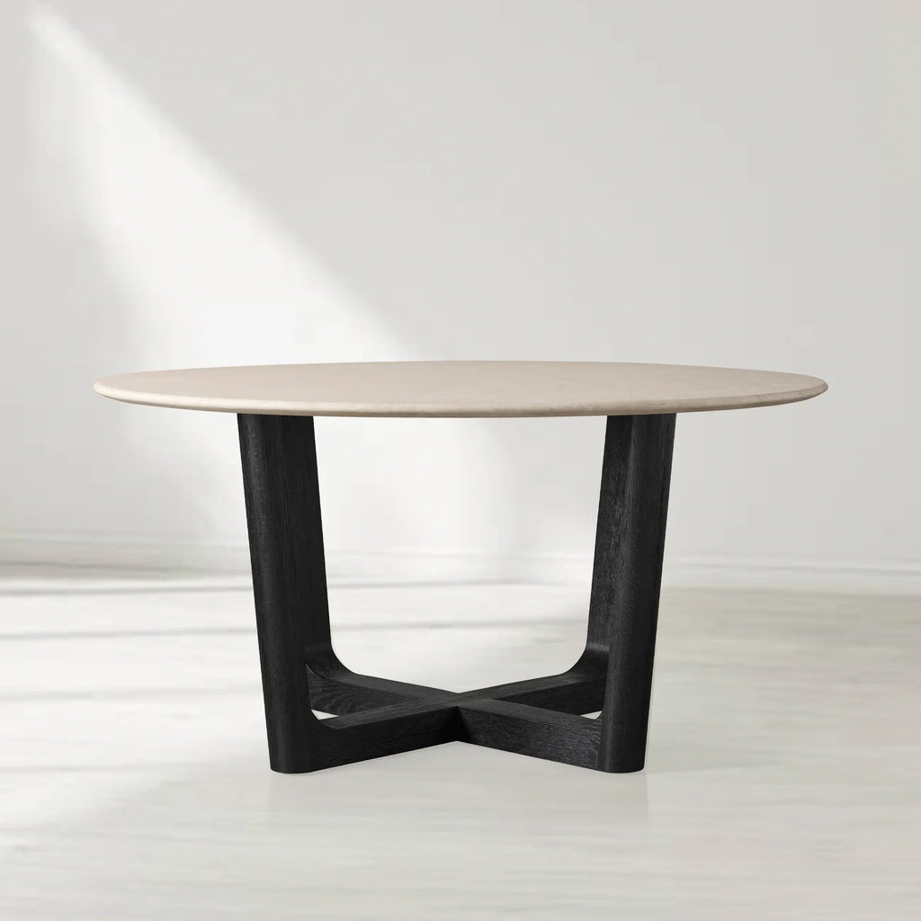 Sailor Germain Round Marble Top Dining Table with Rennes Base