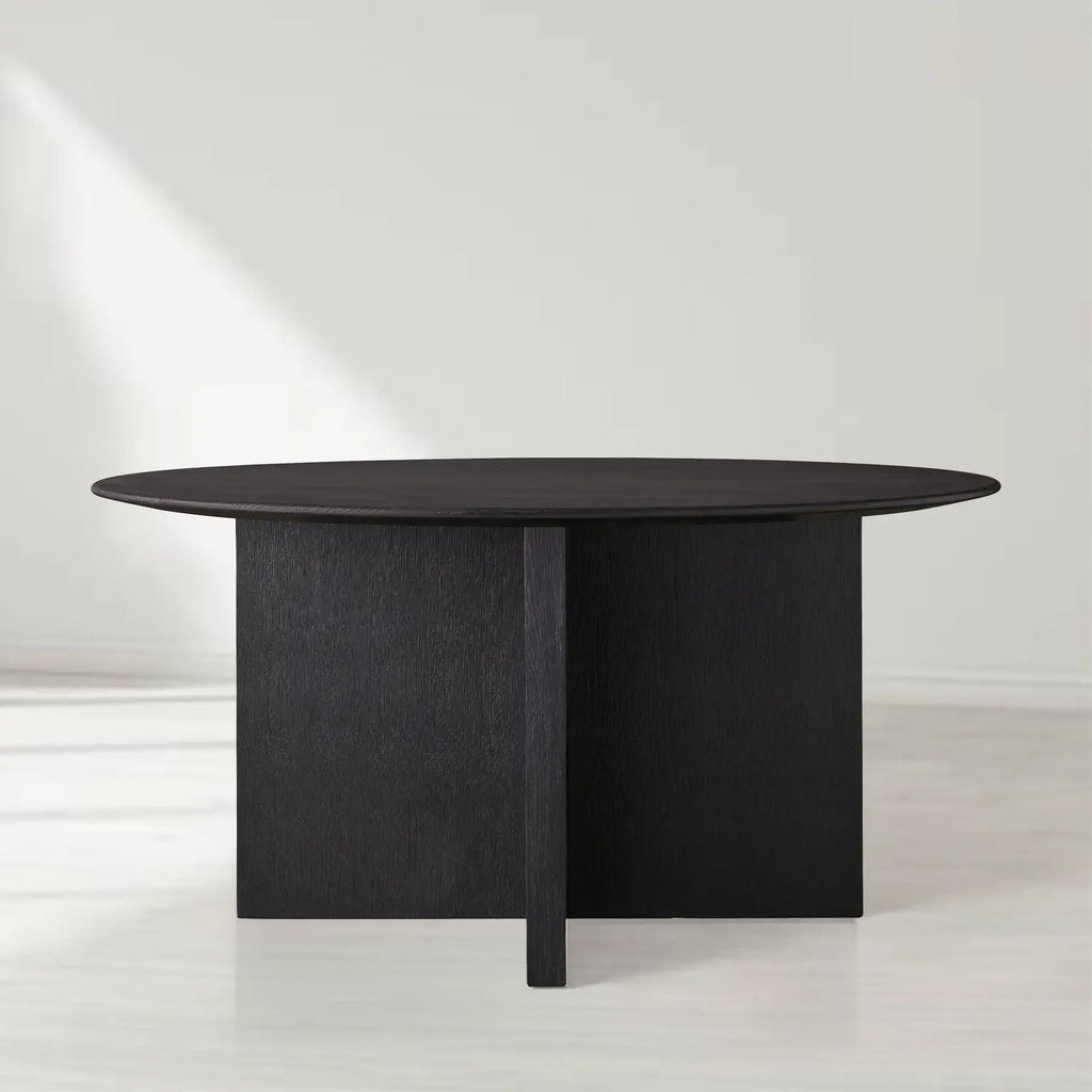 Sailor Germain Round Oak Wood Dining Table with Clement Base