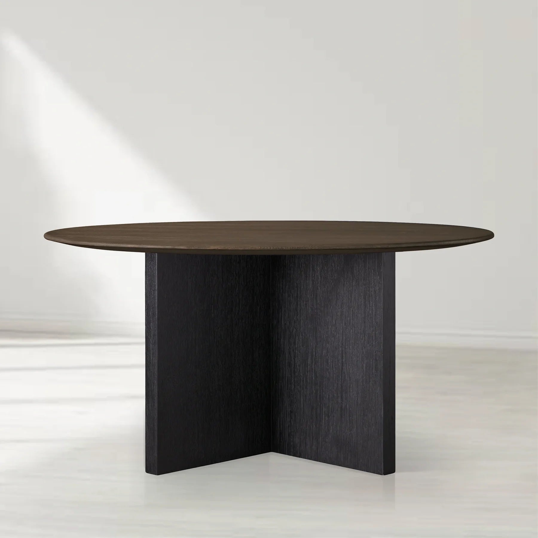 Sailor Germain Round Oak Wood Dining Table with Clement Base