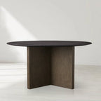 Sailor Germain Round Oak Wood Dining Table with Clement Base