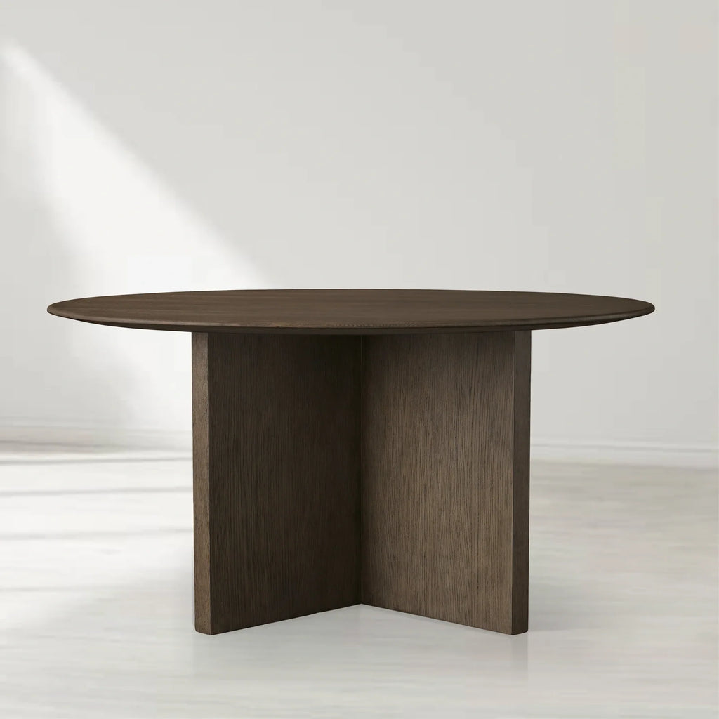 Sailor Germain Round Oak Wood Dining Table with Clement Base