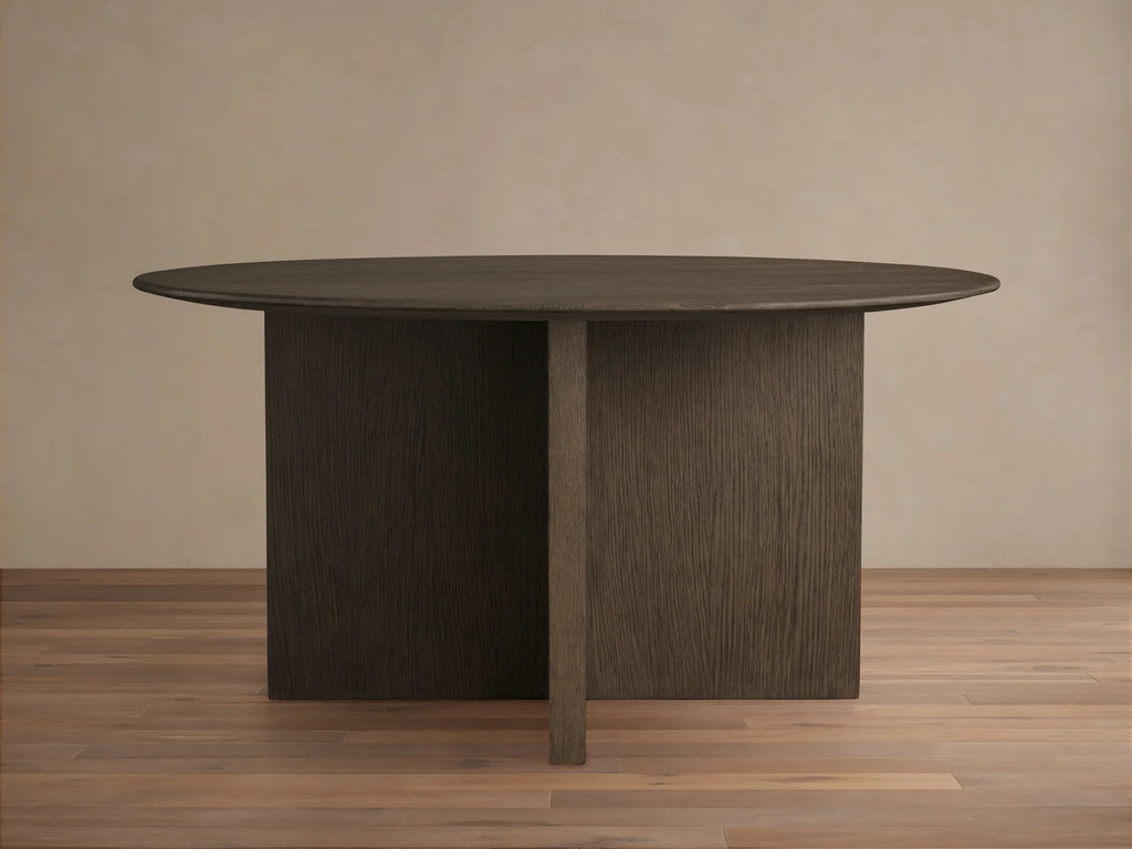 Sailor Germain Round Oak Wood Dining Table with Clement Base
