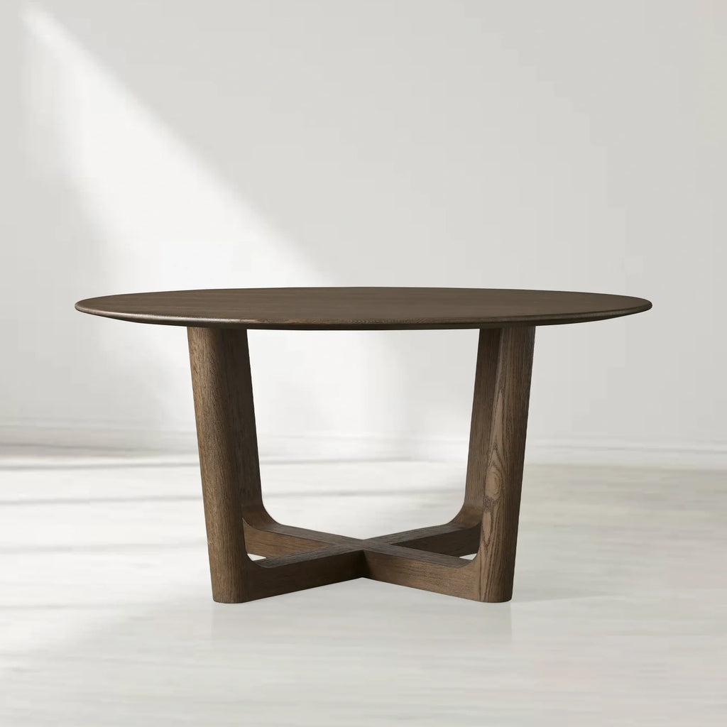 Sailor Germain Round Oak Wood Dining Table with Rennes Base