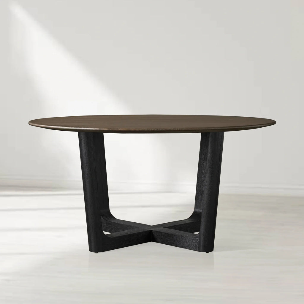 Sailor Germain Round Oak Wood Dining Table with Rennes Base
