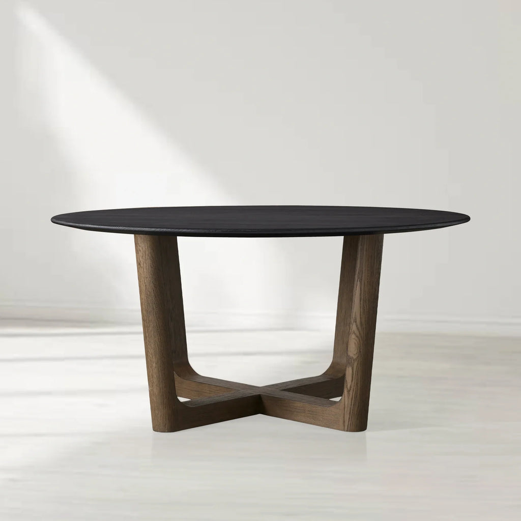 Sailor Germain Round Oak Wood Dining Table with Rennes Base