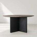 Sailor Germain Round Stone Top Dining Table with Clement Wood Base