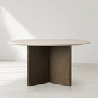 Sailor Germain Round Stone Top Dining Table with Clement Wood Base