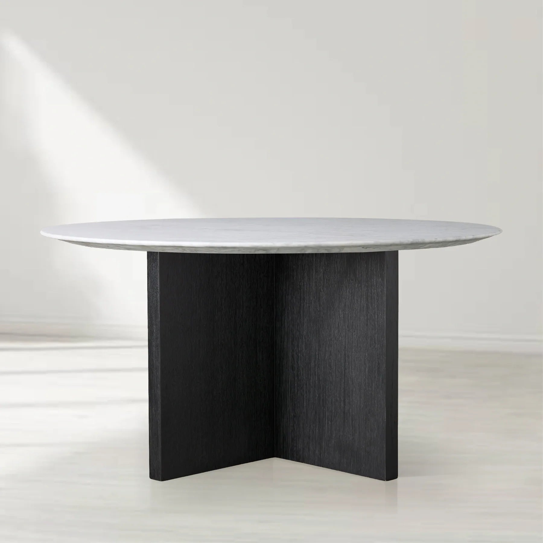 Sailor Germain Round Stone Top Dining Table with Clement Wood Base