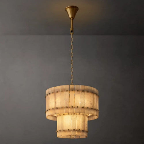 Sanma Alabaster Round Tiered Chandelier 22"