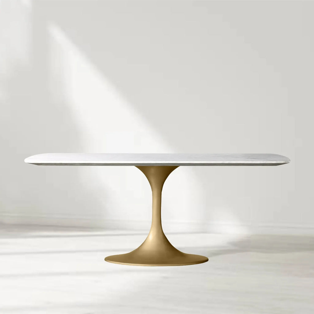 Santos Marble Top Tulip Base Dining Table