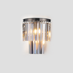 1920s Tedem 2-Tier Crystal Semi-Round Sconce