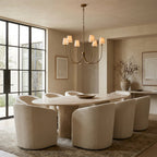 Saylor 6-Light Curved Arm Chandelier with Linen Shades