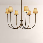 Saylor 6-Light Curved Arm Chandelier with Linen Shades