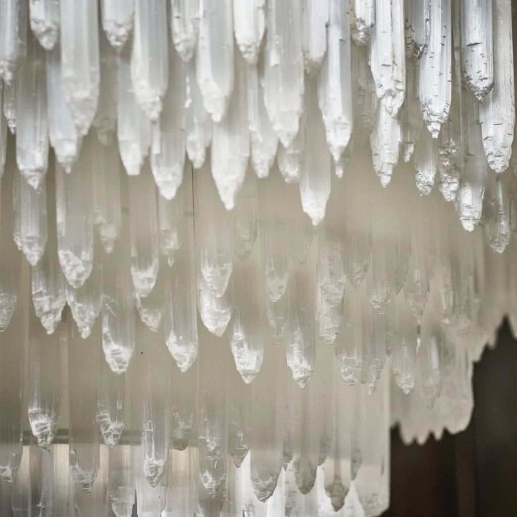 Selenite Crystal Rectangular Chandelier 72" -kimoylights
