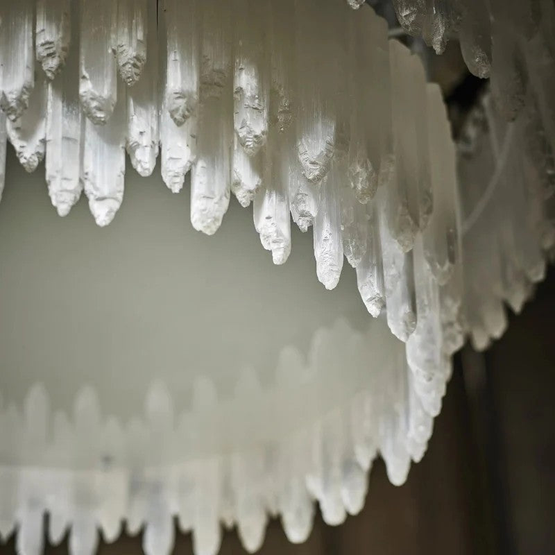 Selenite Crystal Round Pendant Chandelier 31.5" 40.2" - kimoylights