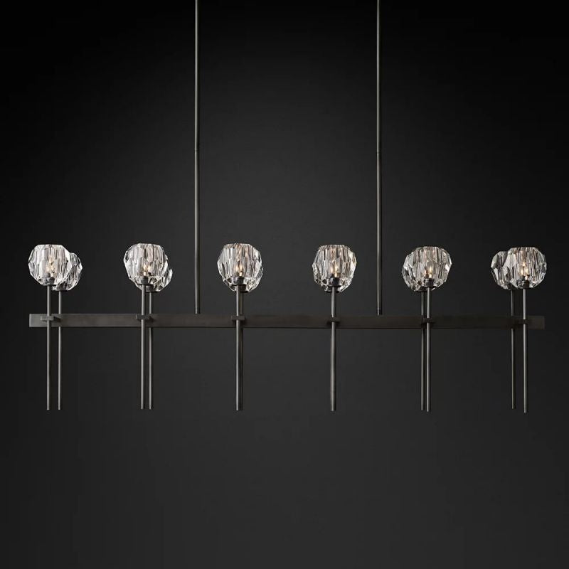 Kelly Glass Double Linear Chandelier 60''