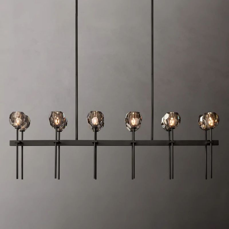 Kelly Glass Double Linear Chandelier 60''