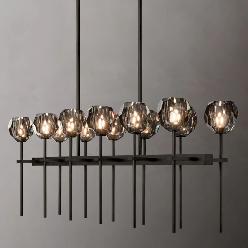 Kelly Glass Double Linear Chandelier 60''