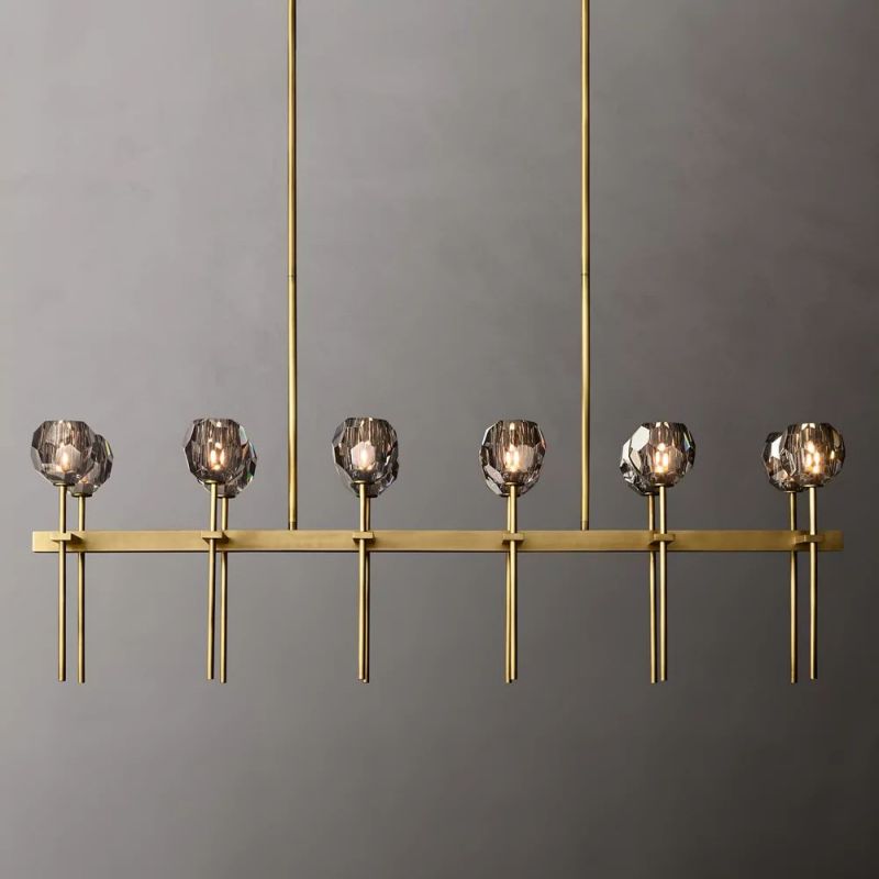 Kelly Glass Double Linear Chandelier 60''