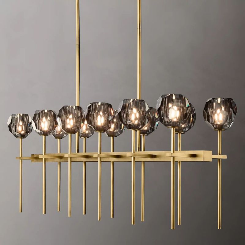 Kelly Glass Double Linear Chandelier 60''