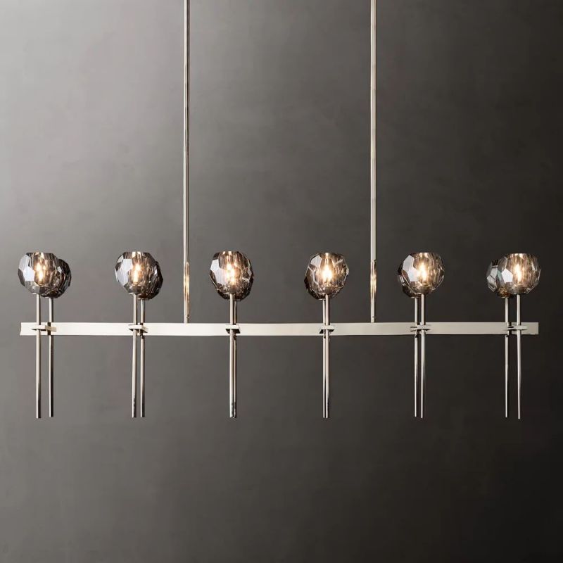 Kelly Glass Double Linear Chandelier 60''