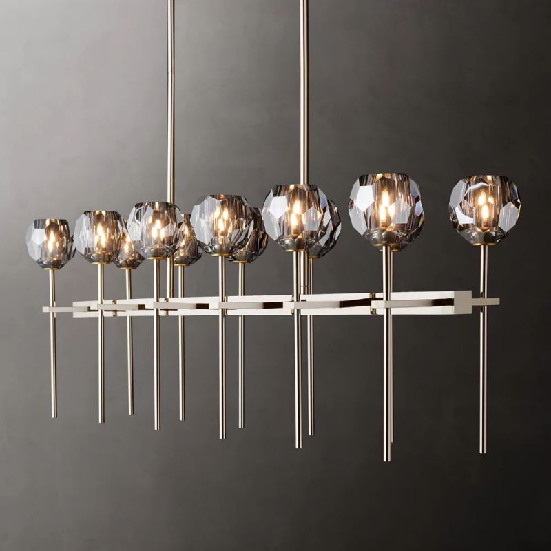 Kelly Glass Double Linear Chandelier 60''