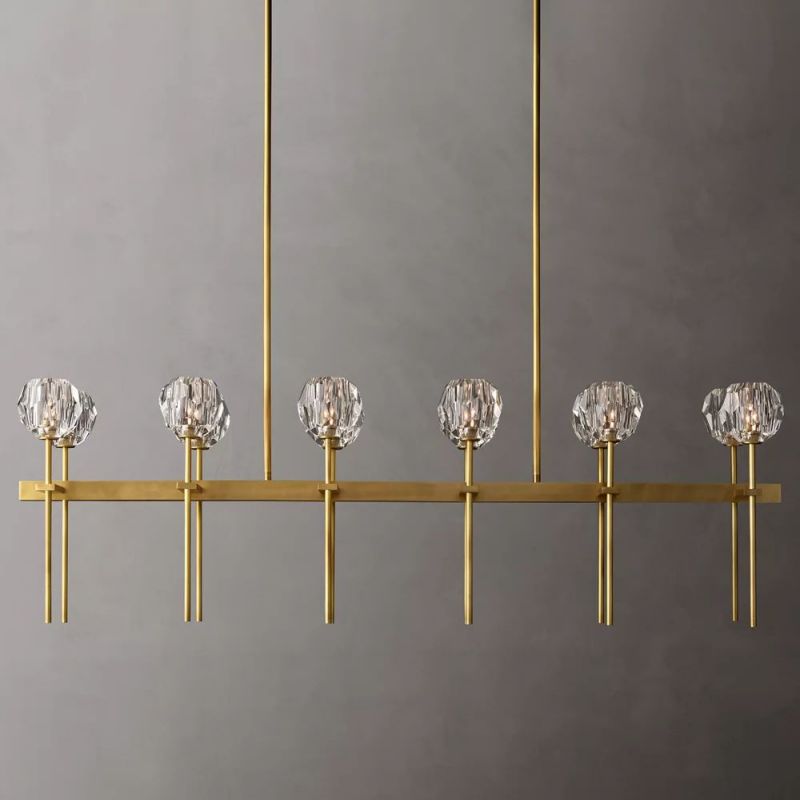Kelly Glass Double Linear Chandelier 60''