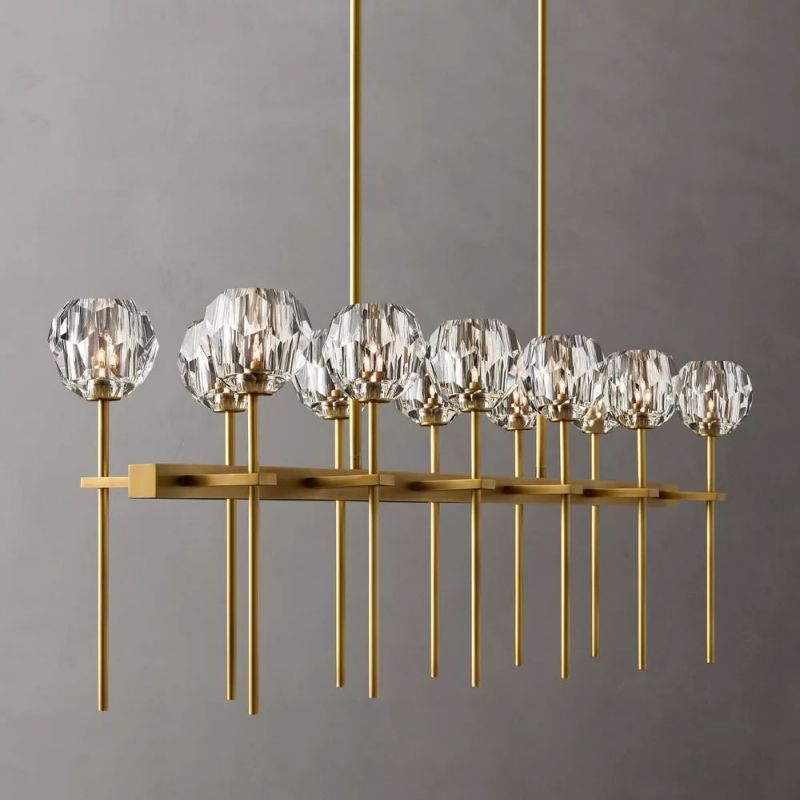 Kelly Glass Double Linear Chandelier 60''