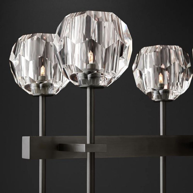 Kelly Glass Double Linear Chandelier 60''