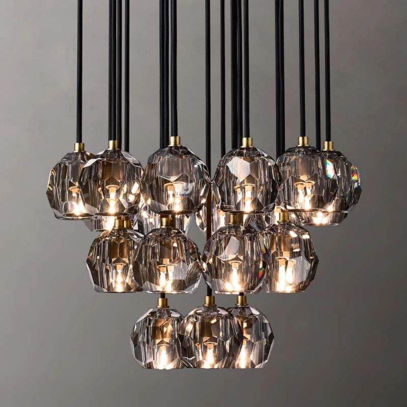 Kelly Glass Round Cluster Chandelier 24"
