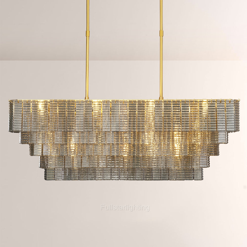 Chan Smoke Rectangle Chandelier 59"